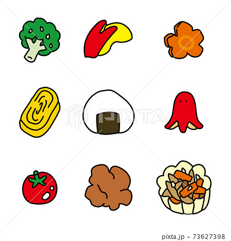 お弁当のメインおかず イラストセットのイラスト素材