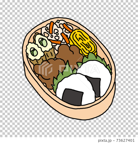 手作りおむすび弁当のイラスト 73627401