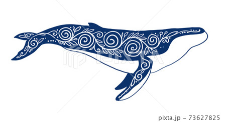 Wild Whale With Ethnic Ornamentsのイラスト素材