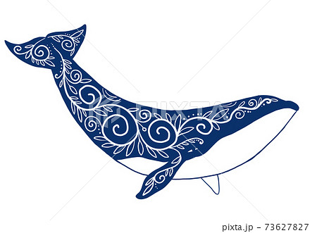 Wild Whale with Ethnic Ornamentsのイラスト素材 [73627827