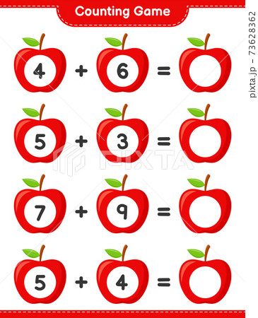 Counting game, count the number of Apple and write the result. Educational children game, printable worksheet, vector illustration 73628362