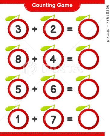 Counting game, count the number of Yumberry and write the result. Educational children game, printable worksheet, vector illustration Counting game, count the number of Yumberry and write the result. Educational children game, printable worksheet, vector illustration 73628366