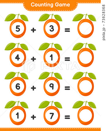 Counting game, count the number of Ximenia and write the result. Educational children game, printable worksheet, vector illustration 73628368