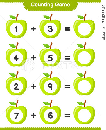 Counting game, count the number of Apple and write the result. Educational children game, printable worksheet, vector illustration Counting game, count the number of Apple and write the result. Educational children game, printable worksheet, vector illustration 73628380