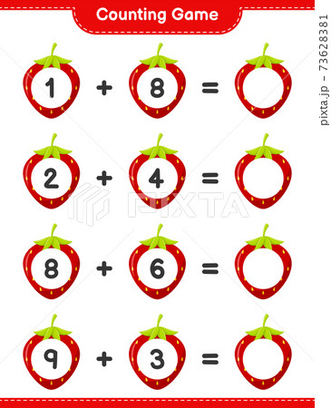 Counting game, count the number of Strawberry and write the result. Educational children game, printable worksheet, vector illustration Counting game, count the number of Strawberry and write the result. Educational children game, printable worksheet, vector illustration 73628381