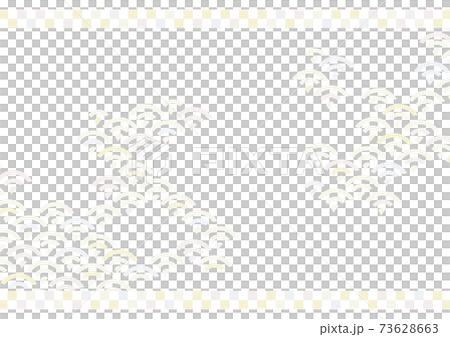 淡い青海波模様の背景イラスト素材 黄色のイラスト素材