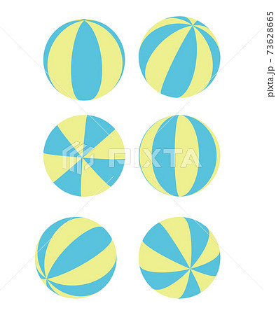 暑い夏の定番 色々な角度のビーチボールセットのイラスト素材