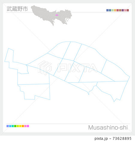 武蔵野市・Musashino-shi・白地図（東京都） 73628895