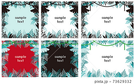 熱帯雨林のジャングルの葉のフレームセット 73629332