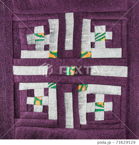patchwork with silver pattern of purple fabrics patchwork with silver pattern of purple fabrics 73629529