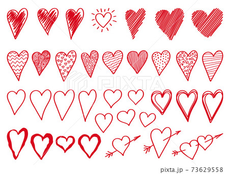 Set doodle  hand drawn red hearts  isolated on white background. 73629558