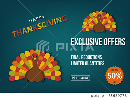 USA Thanksgiving day exclusive offers banner. USA Thanksgiving day exclusive offers banner. 73629778