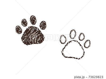 クレヨン画の猫の足跡イラストのイラスト素材