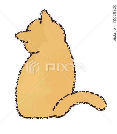 クレヨン画 座る猫のイラストのイラスト素材