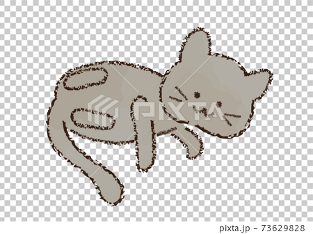クレヨン画 寝転がる猫のイラストのイラスト素材