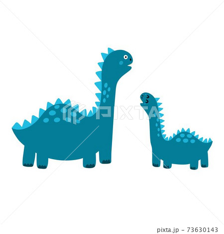 Cute mother and baby dinosaurs print. Funny tyrannosaurus rex dino family clipart 73630143