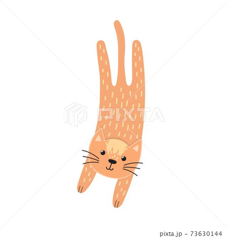 Cute jumping cat in cartoon style. Feline character isolated element. Funny ginger kitten Cute jumping cat in cartoon style. Feline character isolated element. Funny ginger kitten 73630144