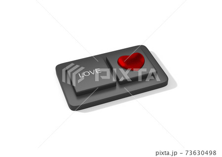 Black computer keyboard button LOVE text with heart sign symbol 3d rendering. 3d illustration Internet dating of Love and Valentines Day greeting card template minimal concept. 73630498