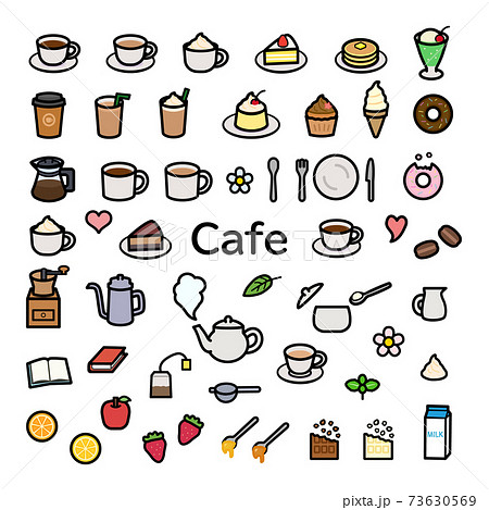Cute Cafe Icon Set Stock Illustration