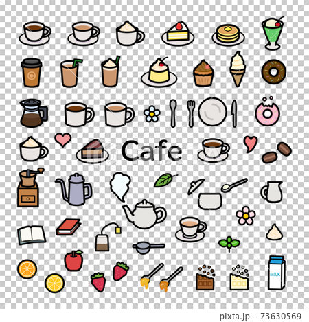 かわいいカフェのアイコンセット かわいいカフェのアイコンセット 73630569