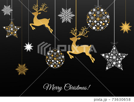 Merry Christmas greeting  card on black  background 73630658