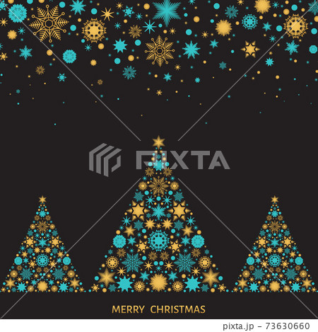 Christmas and New Year greeting card with Xmas trees. 73630660