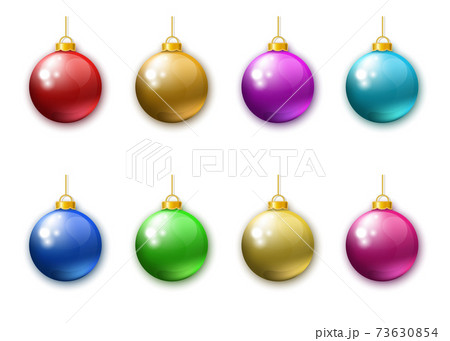 Collection  of  realistic  colorful   Christmas  balls  isolated on white background. 73630854