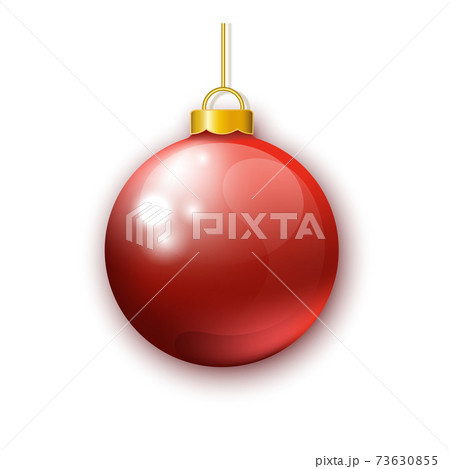 Realistic red Christmas ball isolated on white background. Realistic red Christmas ball isolated on white background. 73630855