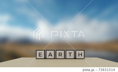 Wooden cubes with a word Earth, 3D rendering	 73631514