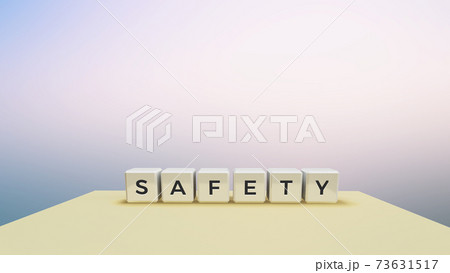 Plastic cubes with a word Safety, social media and environment concept banner with blurred background 73631517