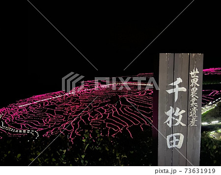 世界農業遺産　千枚田　夜景ライトアップ 73631919
