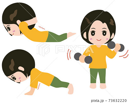 筋肉トレーニングでダイエットをする女性のイラスト素材 筋肉トレーニングでダイエットをする女性のイラスト素材