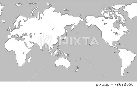 世界地図 簡略化されたアウトラインの世界地図 のイラスト素材