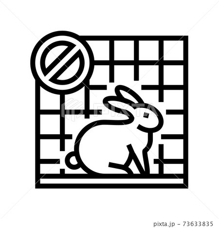 stop rabbit in cage line icon vector illustration 73633835