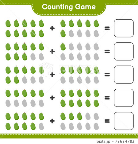 Counting game, count the number of Jackfruit and write the result. Educational children game, printable worksheet, vector illustration 73634782
