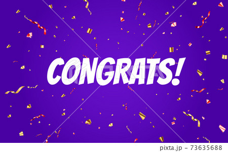 Congratulations banner design with Confetti and...のイラスト素材 [73635688 ...