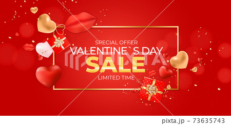 Valentine s Day sale banner Background Design. Template for advertising, web, social media and fashion ads. Horizontal poster, flyer, greeting card, header for website Vector Illustration eps10 Valentine s Day sale banner Background Design. Template for advertising, web, social media and fashion ads. Horizontal poster, flyer, greeting card, header for website Vector Illustration eps10 73635743