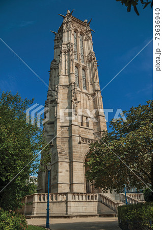 Gothic Saint Jacques Tower in Paris 73636940