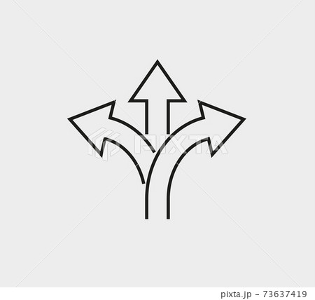 Arrow, three way, direction icon. Vector illustration, flat design Arrow, three way, direction icon. Vector illustration, flat design 73637419