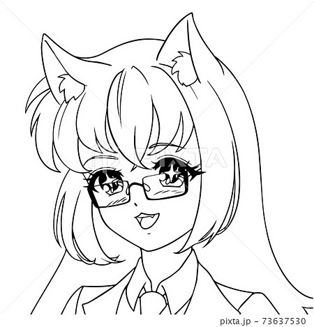 Cute Anime Girl with Long Hair Wearing Glasses Stock Vector  Illustration  of manhwa expression 208073628