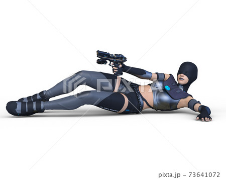 銃を持つ女性 73641072