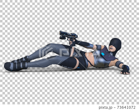 銃を持つ女性 73641072