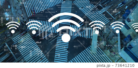 Wifi theme with city traffic intersection 73641210
