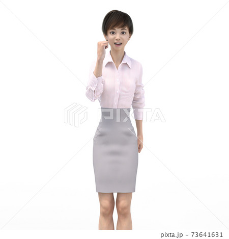 ポーズするビジネススーツの女性　perming3DCGイラスト素材 73641631