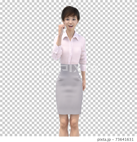 ポーズするビジネススーツの女性　perming3DCGイラスト素材 73641631