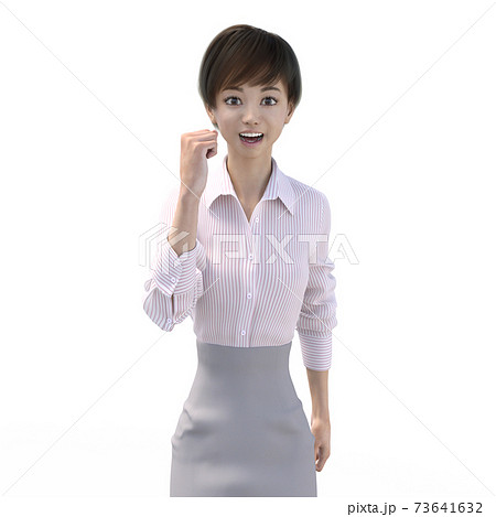 ポーズするビジネススーツの女性　perming3DCGイラスト素材 73641632