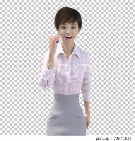 ポーズするビジネススーツの女性　perming3DCGイラスト素材 73641632