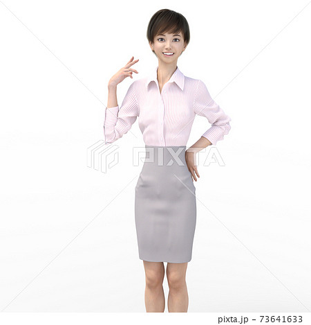 ポーズするビジネススーツの女性　perming3DCGイラスト素材 73641633