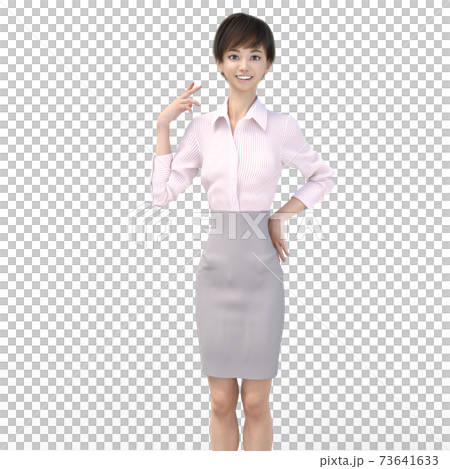 ポーズするビジネススーツの女性　perming3DCGイラスト素材 73641633