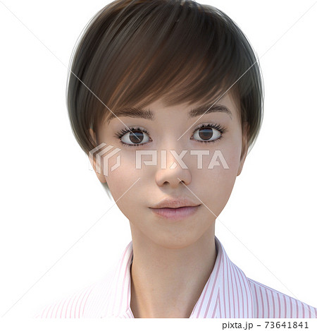 ショートカットの女性 アップ perming3DCGイラスト素材 ショートカットの女性 アップ perming3DCGイラスト素材 73641841